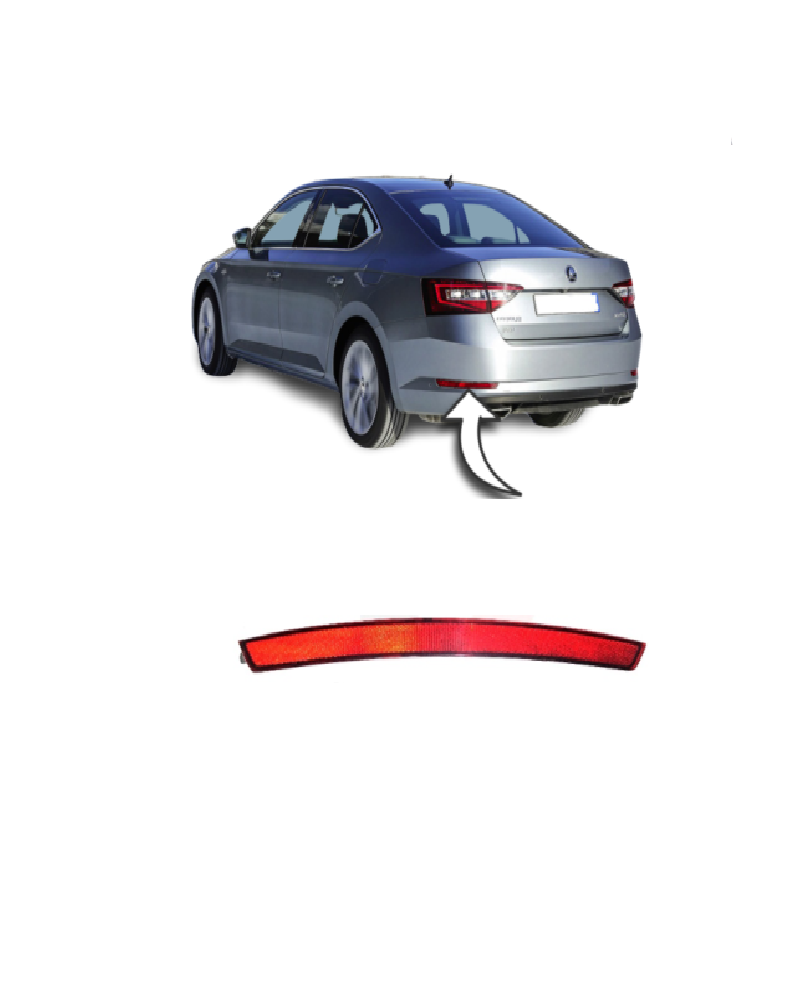 SKODA SÜPERB 2015 - 2020 ARKA TAMPON REFLEKTÖRÜ SOL - resim 1